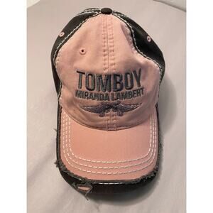 Miranda Lambert distressed tomboy baseball hat winged pistols pink and grey OS